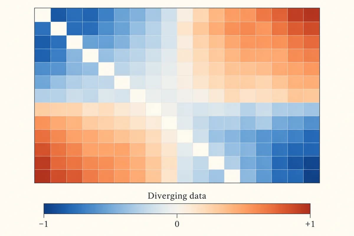 Divergierende Rot-Blau-Heatmap mit neutralem Mittelpunkt